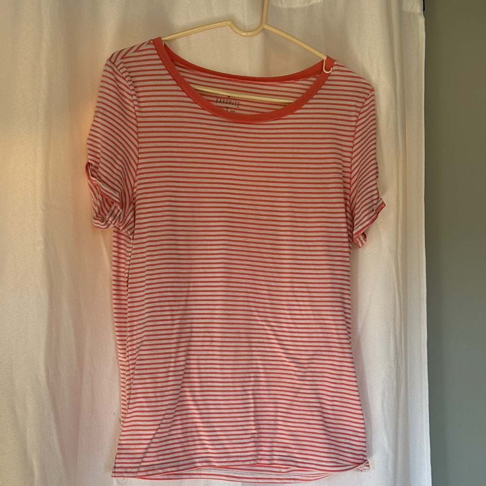 American Eagle Outfitters Red and White Striped Tee